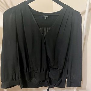 Silk, tie front shirt from Madewell.